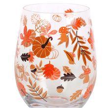 Load image into Gallery viewer, Autumn Pumpkins Wine Stemless Glass
