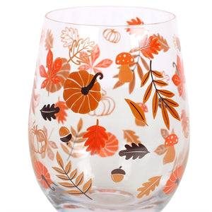 Autumn Pumpkins Wine Stemless Glass