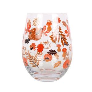 Autumn Pumpkins Wine Stemless Glass