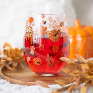 Autumn Pumpkins Wine Stemless Glass