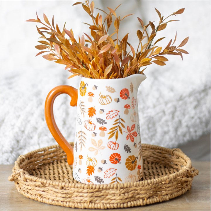 Autumn Leaves & Pumpkins Flower Jug