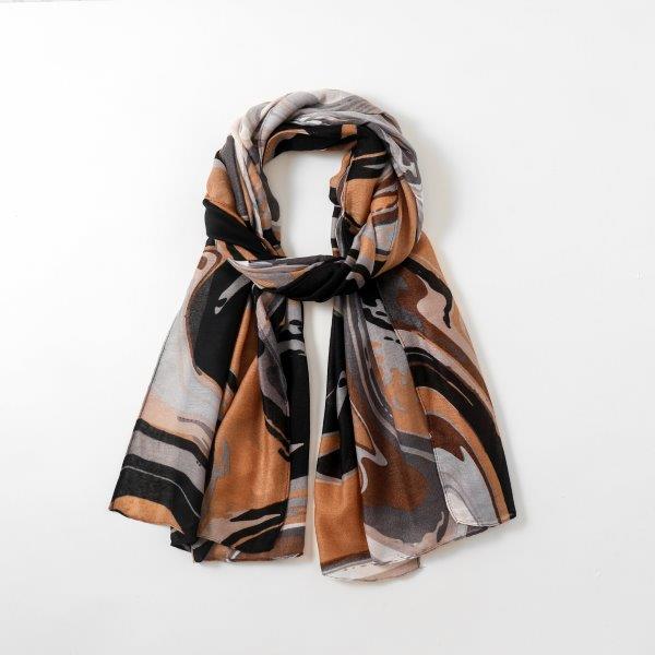 Abstract Print Scarf - Black