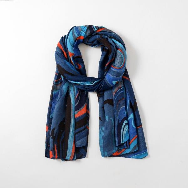 Abstract Print Scarf - Blue