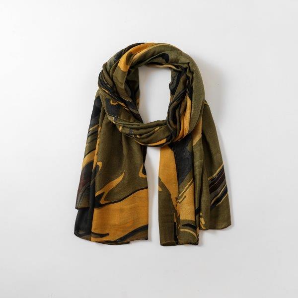 Abstract Print Scarf - Olive