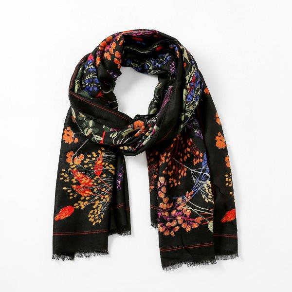 Autumn Leaves Scarf - Black