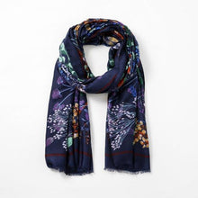 Load image into Gallery viewer, Autumn Leaves Scarf - Blue
