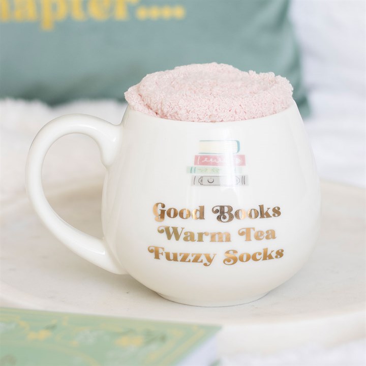 Mug & Socks Set - Good Books, Warm Tea & Fuzzy Socks