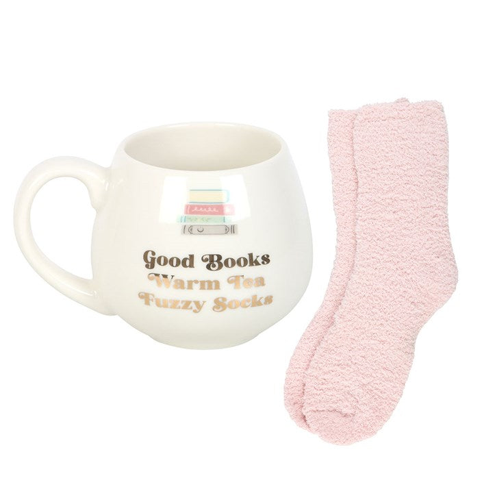 Mug & Socks Set - Good Books, Warm Tea & Fuzzy Socks