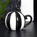 Black & White Round Striped Pumpkin Lidded Mug