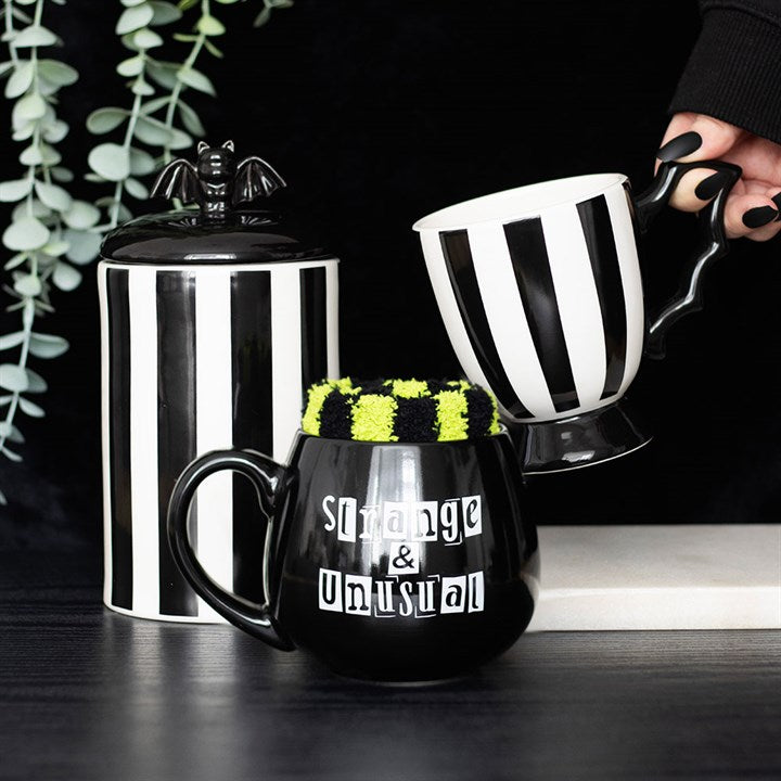 Black & White Striped Bat Wing Mug