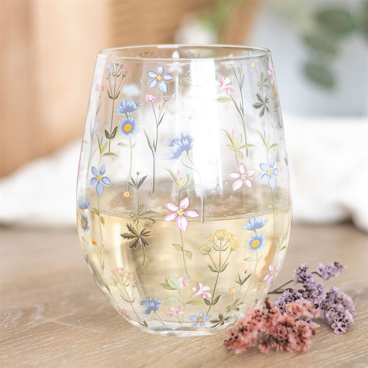 Cottage Garden Floral Stemless Glass