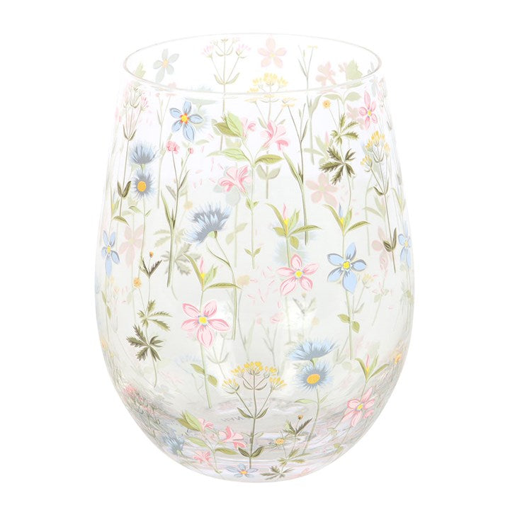 Cottage Garden Floral Stemless Glass