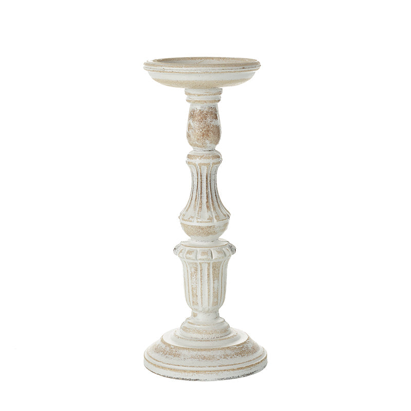 Distressed White Washed Wooden Candle Holder 29cm