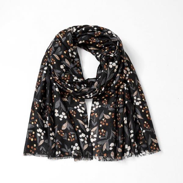 Berries In Glitter Scarf - Black