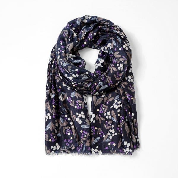 Berries In Glitter Scarf - Navy