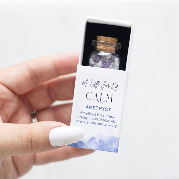 Little Jar Of Calm - Amethyst Crystals In Matchbox Keepsake