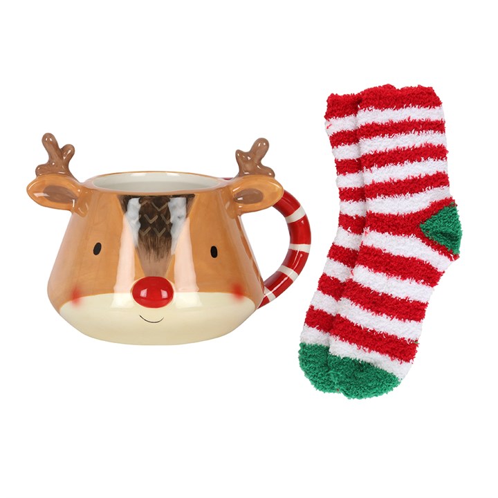 Reindeer Mug & Sock Gift Set