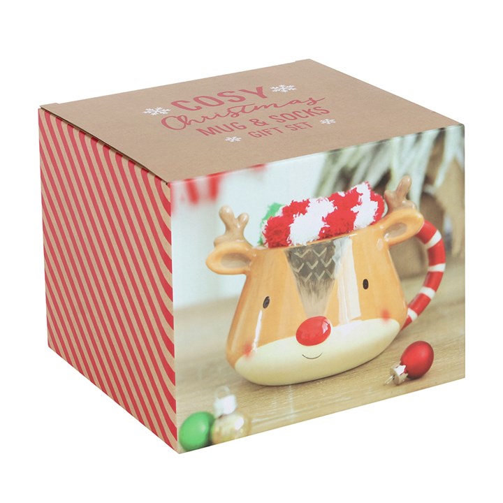 Reindeer Mug & Sock Gift Set