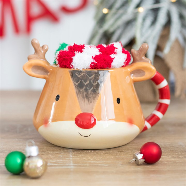 Reindeer Mug & Sock Gift Set