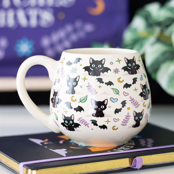 Cute & Creepy Cat Print Large Rounded Mug