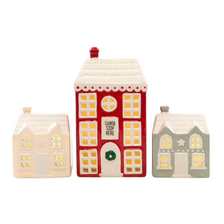 LED Christmas Houses - Set of 3