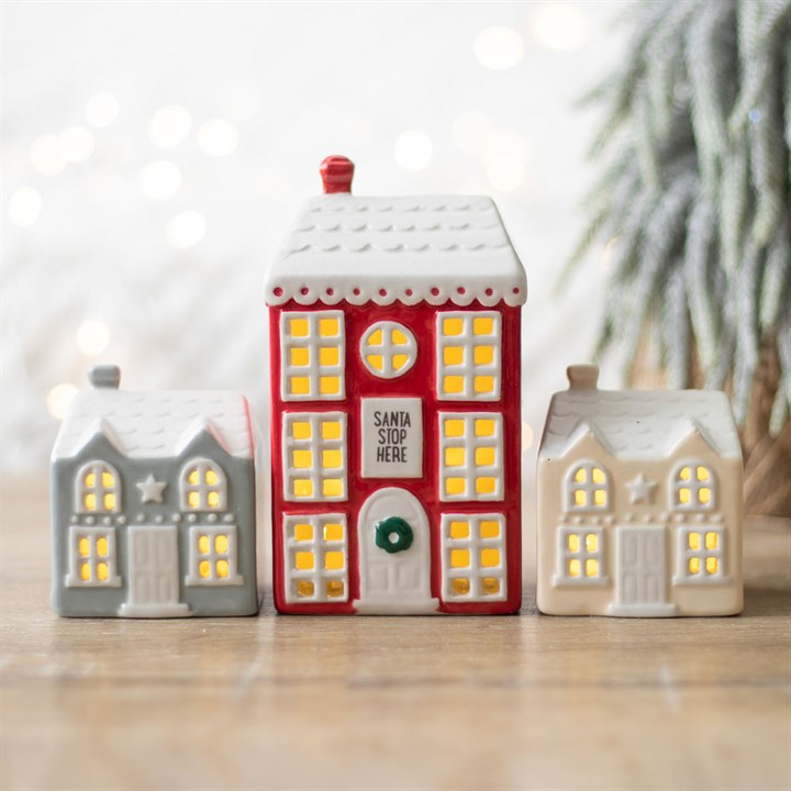 LED Christmas Houses - Set of 3