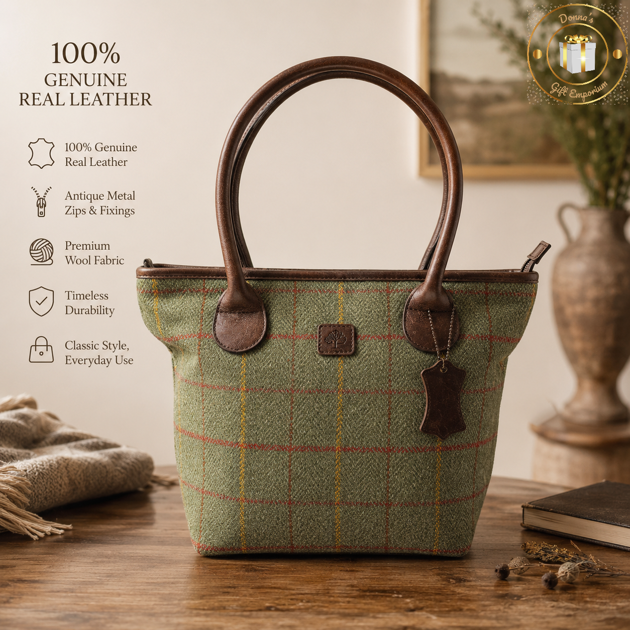 Kielder Real Leather & Wool Mix Basket Bag