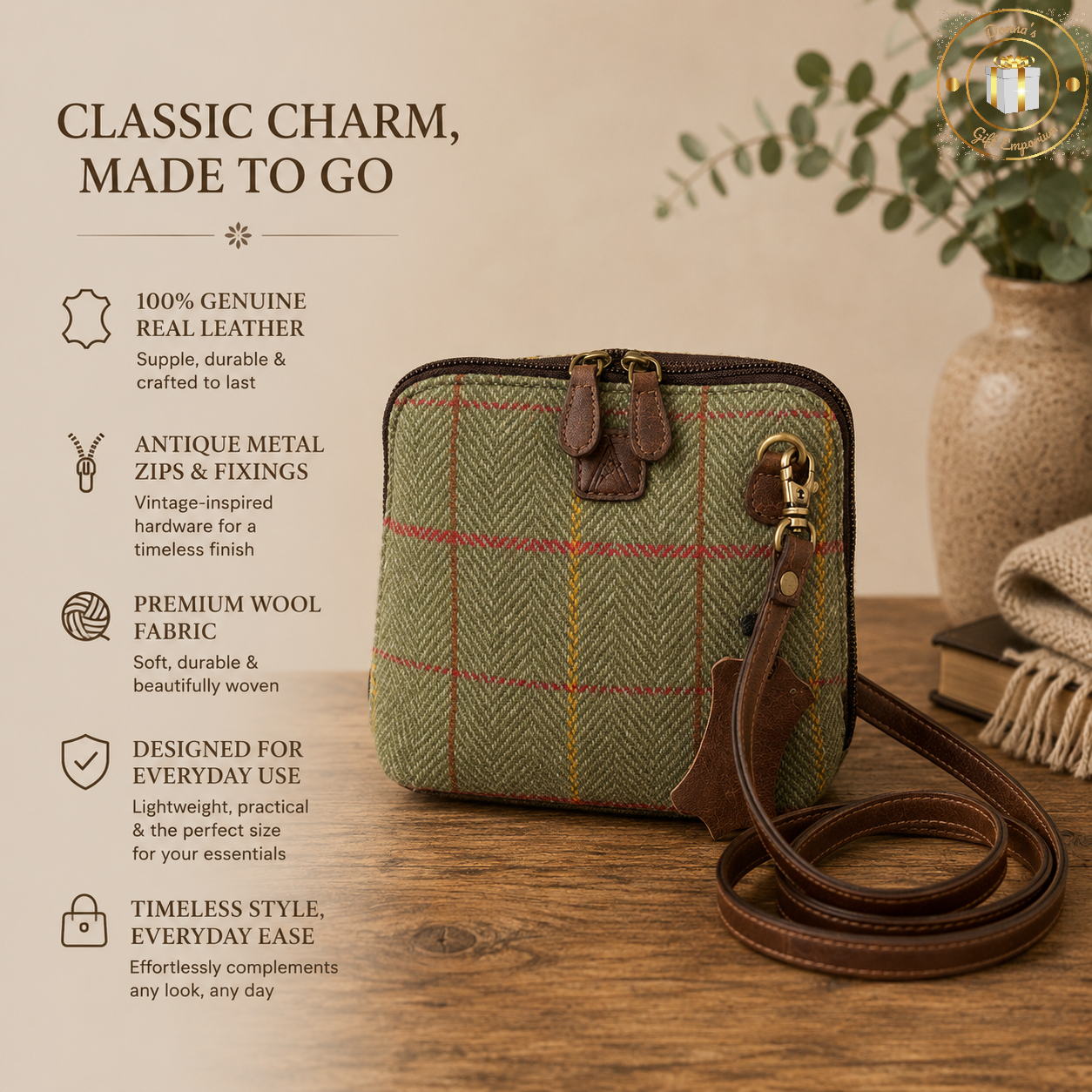 Kielder Real Leather & Wool Mix Clutch / Cross Body Bag