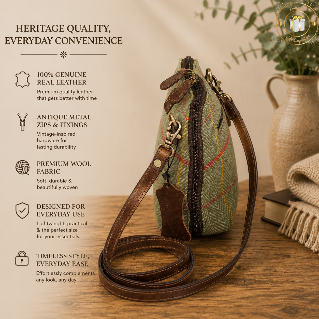 Kielder Real Leather & Wool Mix Clutch / Cross Body Bag