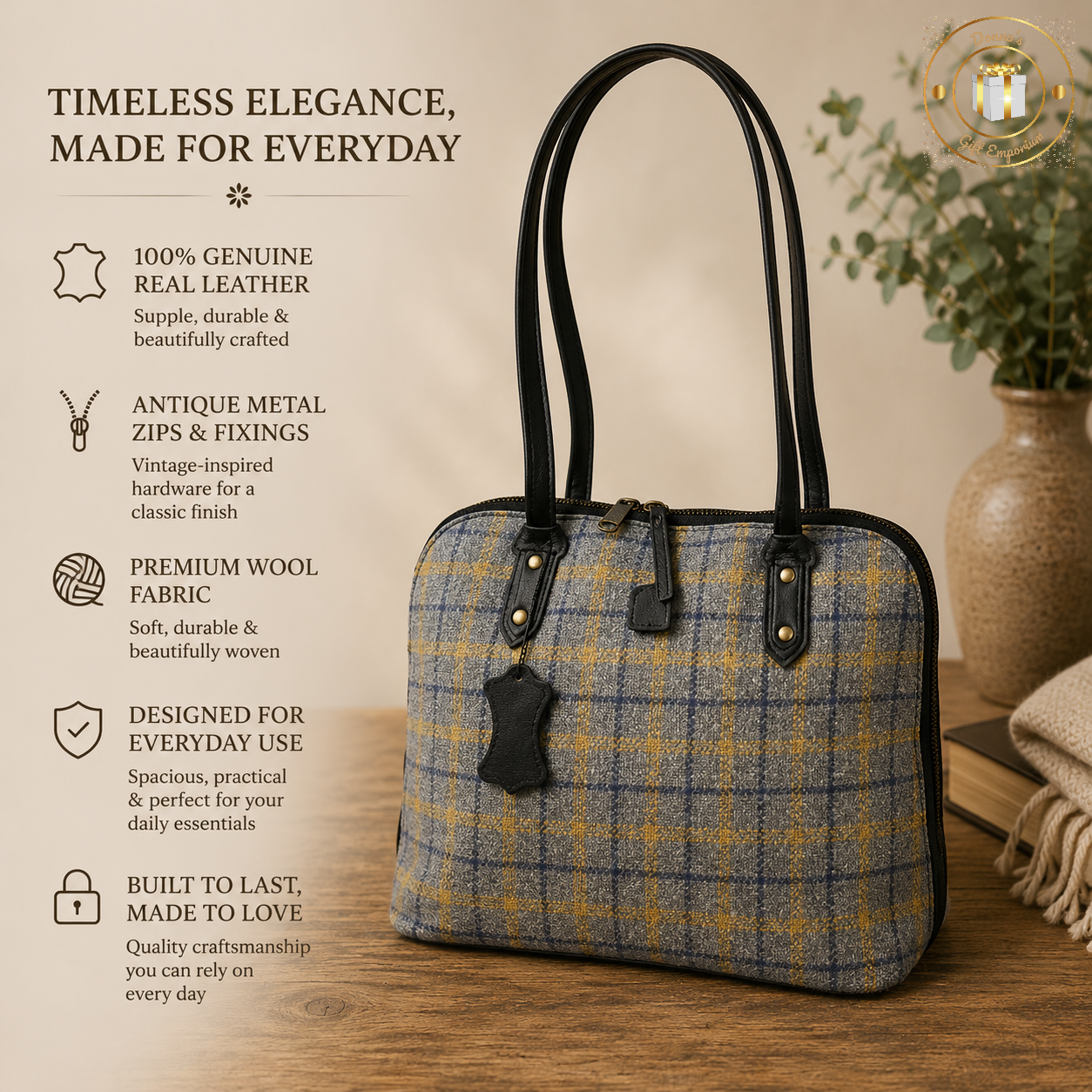 Derwent Real Leather & Wool Mix Bag