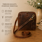 Vintage Leather Clutch / Cross Body Bag - Brown