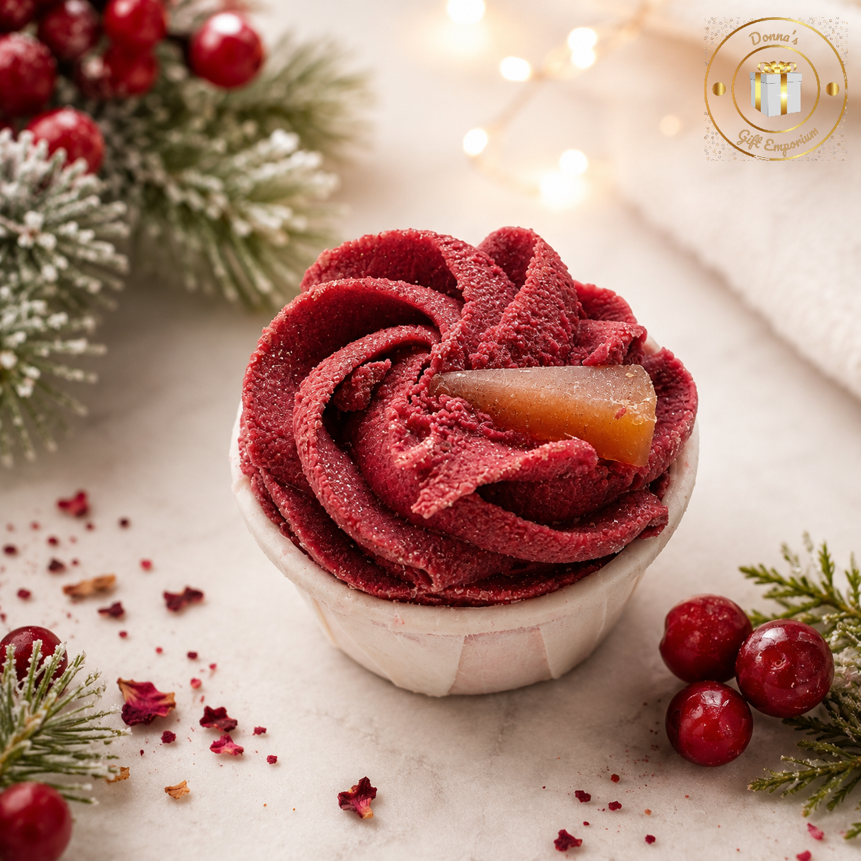 Wild Olive Festive Cranberry Cocoa Butter Bath Melt