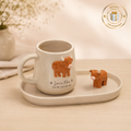 Love Moo Highland Cow Mug & 3D Coaster Set