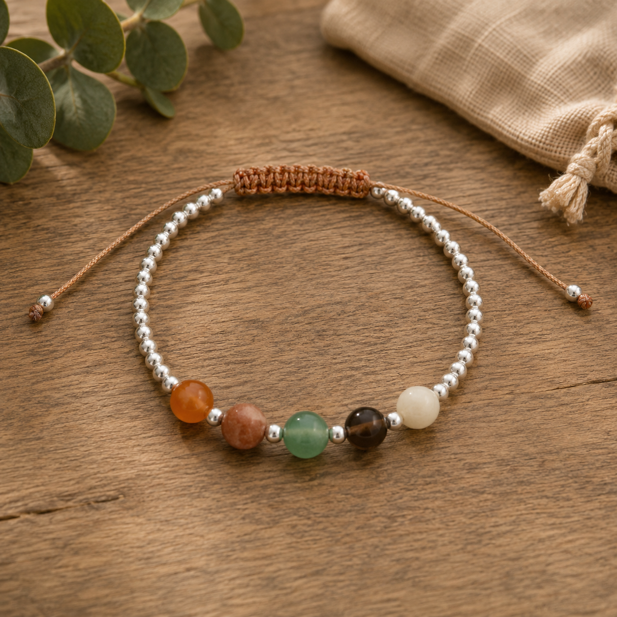 Gem Stone Woven Bracelet - Happiness
