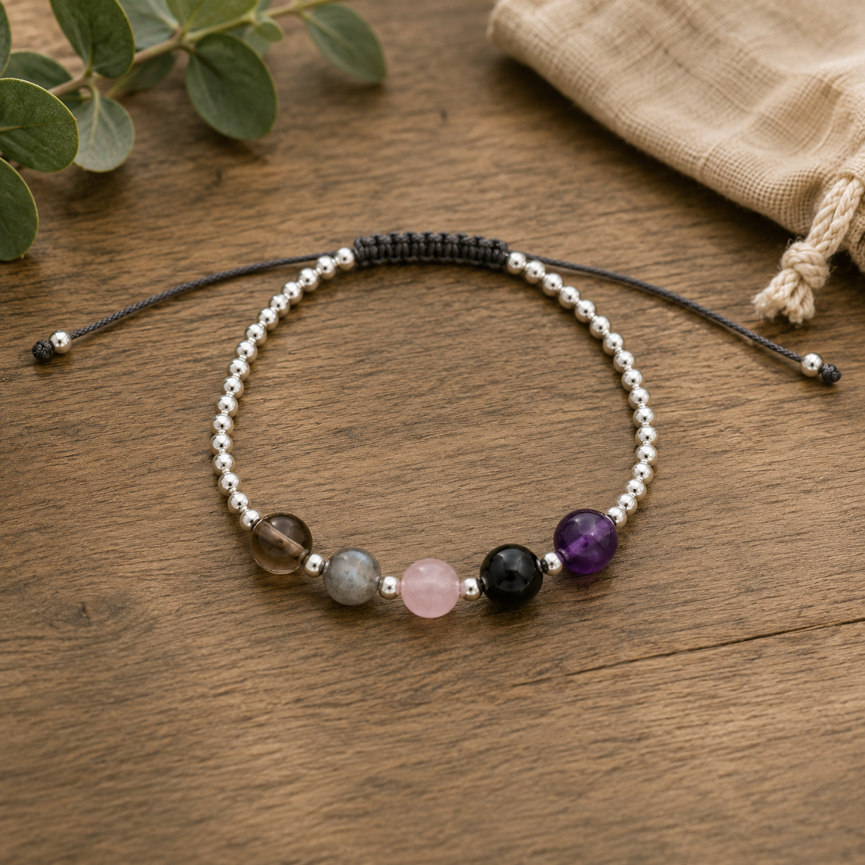 Gem Stone Woven Bracelet - Protection