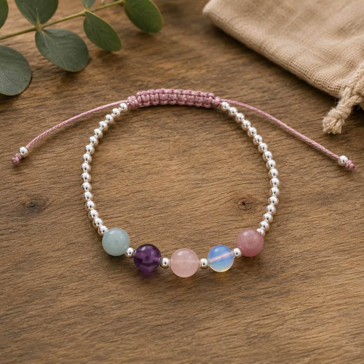 Gem Stone Woven Bracelet - Stress