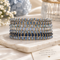 Venus Crystal Elasticated Bracelet - Gold & Blue