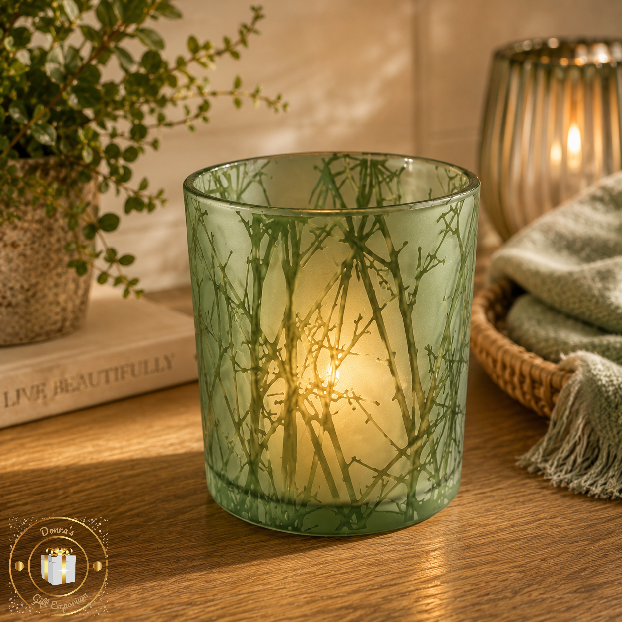 Green Woodland Tea Light Holder