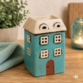 Village Pottery Blue House Ceramic Wax Warmer Oil Burner