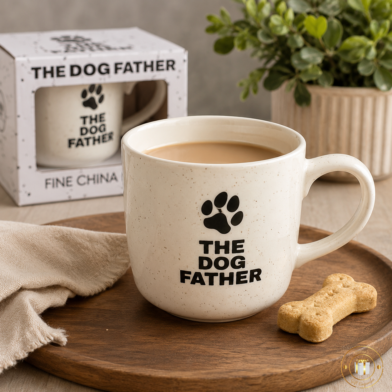 Reactive Glaze Dog Father White Mug