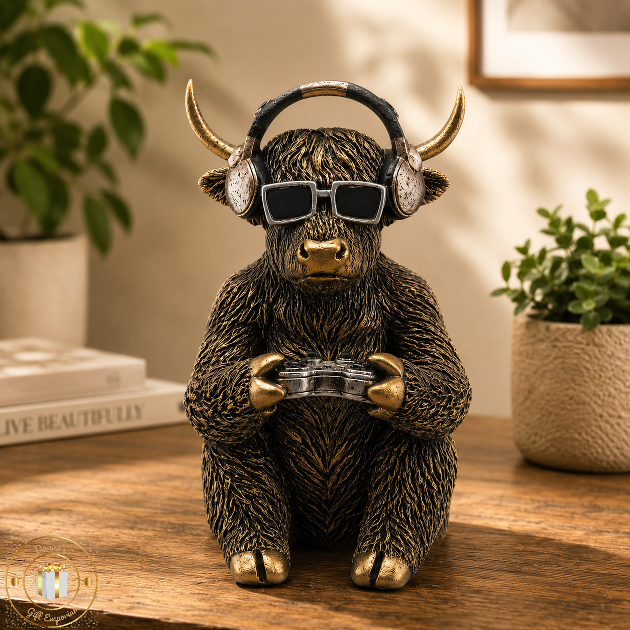 Highland Cow Dude Gamer