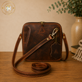 Vintage Leather Clutch / Cross Body Bag - Brown