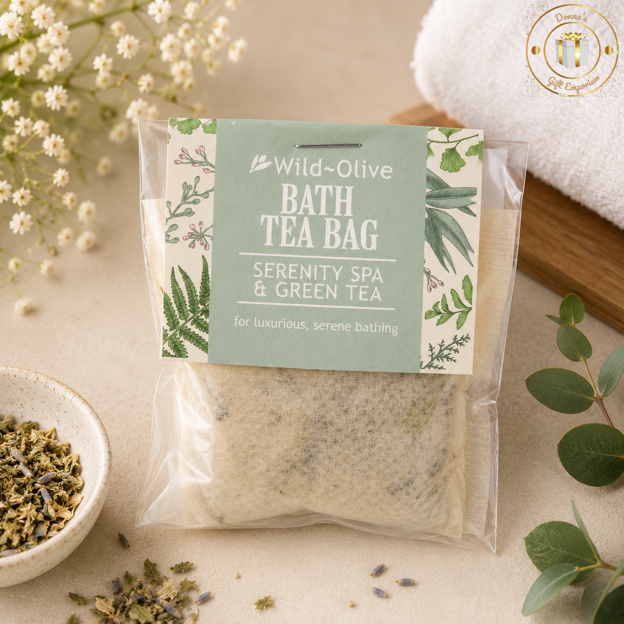 Wild Olive Serenity Spa & Green Tea Bath Tea Bag