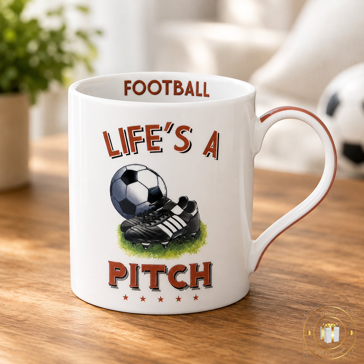 Comical Football Footy Mug - Life's A Pitch