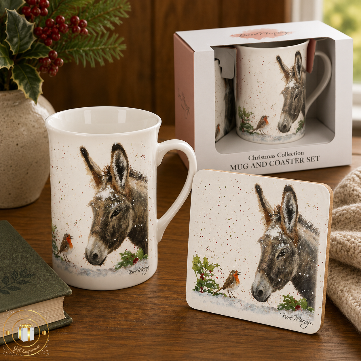 Bree Merryn - Donkey & Robin Mug & Coaster Set