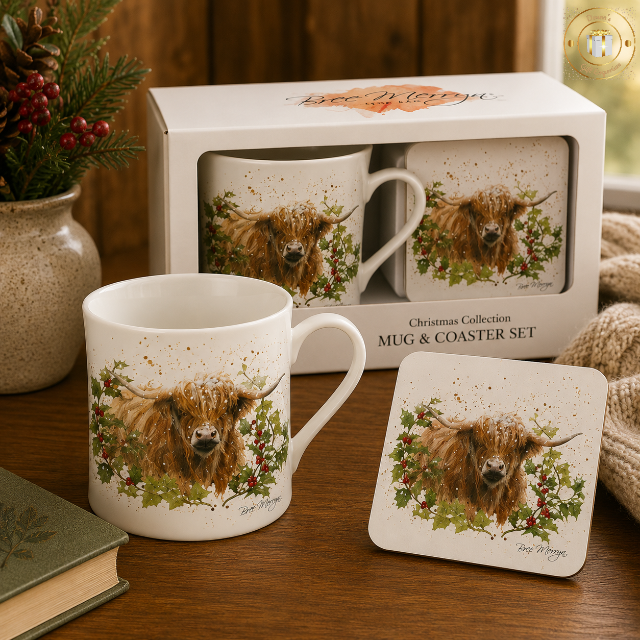 Bree Merryn Logan - Highland Cow Mug & Coaster Set