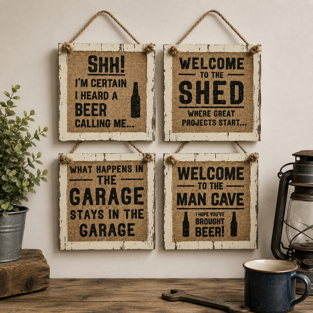 Hessian Man Sign - Beer / Shed / Garage / Man Cave