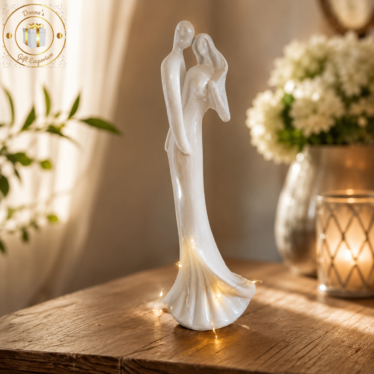 Pearlescent Loving Couple Figurine Wedding Anniversary Engagement