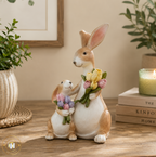Floral Mum & Baby Bunny Rabbit & Tulips Decoration