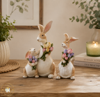 Floral Mum & Baby Bunny Rabbit & Tulips Decoration